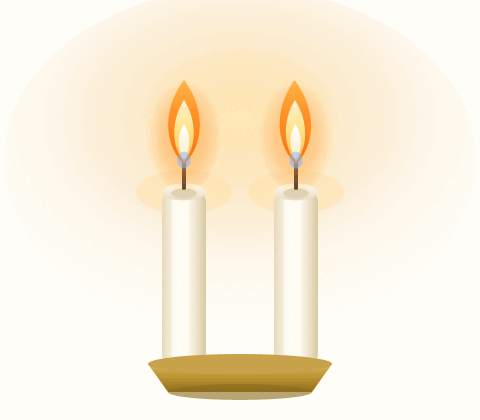 Two lit Shabbat candles